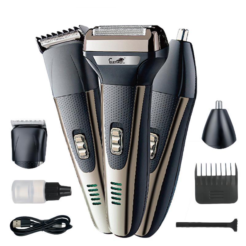 Máquina de barbear Eletro 3 em 1 para aparar pelos do cabelo, nariz, barba e corpo da Vapto